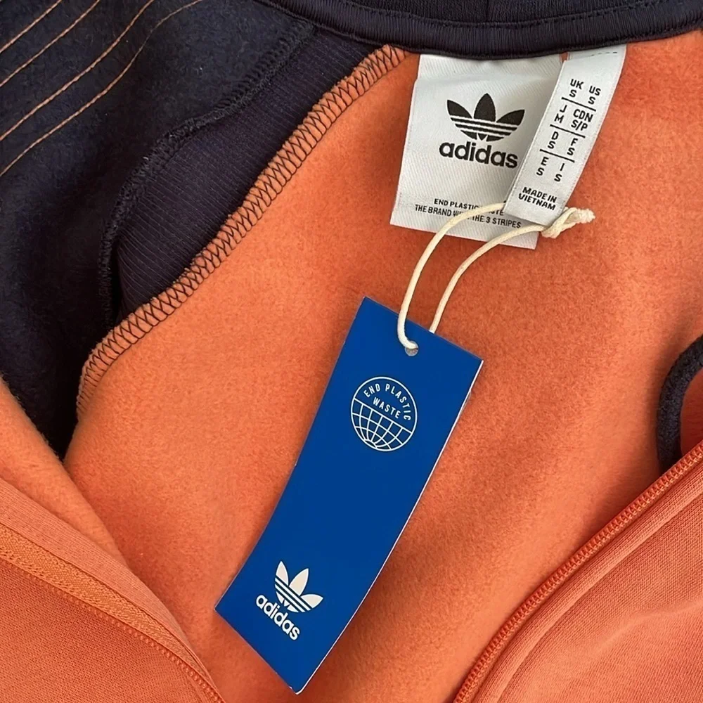 Adidas SST New Hooded Hoodie Full Zip Sweatshirt Orange Navy Blue Men S